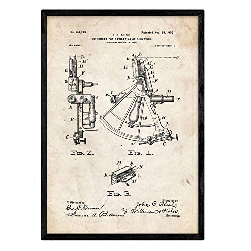 Poster con patente de Instrumento de navegacion 1. Lámina con diseño de patente antigua.-Artwork-Nacnic-Nacnic Estudio SL