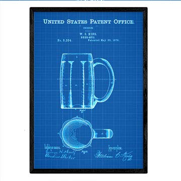 Poster con patente de Jarra de cerveza. Lámina con diseño de patente antigua-Artwork-Nacnic-Nacnic Estudio SL