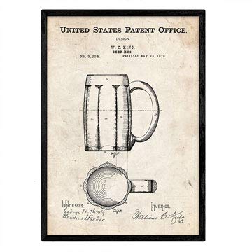 Poster con patente de Jarra de cerveza. Lámina con diseño de patente antigua.-Artwork-Nacnic-Nacnic Estudio SL