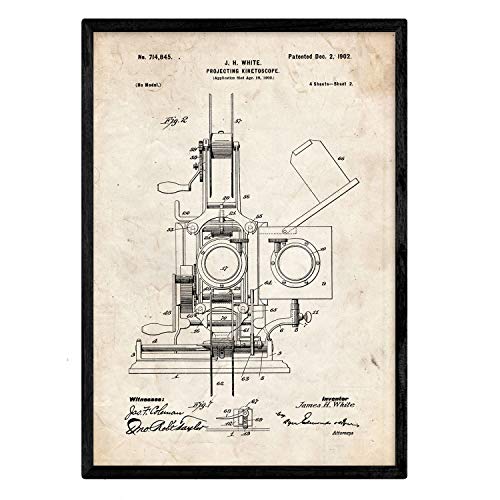 Poster con patente de Kinetoscopio 2. Lámina con diseño de patente antigua.-Artwork-Nacnic-Nacnic Estudio SL