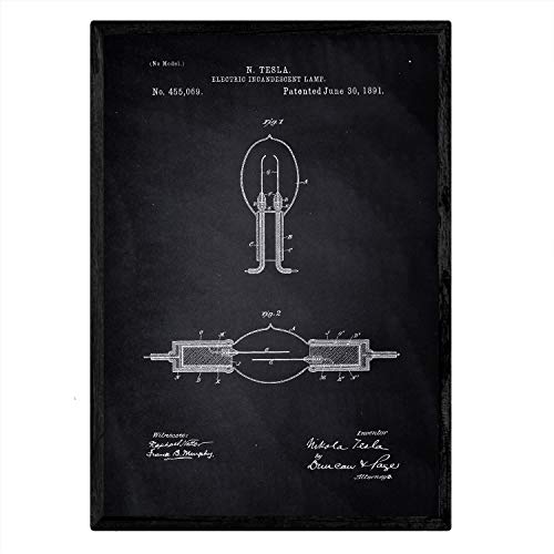 Poster con patente de Lampara incandescente. Lámina con diseño de patente antigua-Artwork-Nacnic-Nacnic Estudio SL