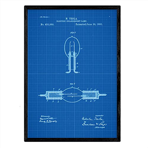 Poster con patente de Lampara incandescente. Lámina con diseño de patente antigua-Artwork-Nacnic-Nacnic Estudio SL