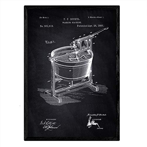 Poster con patente de Lavadora. Lámina con diseño de patente antigua-Artwork-Nacnic-Nacnic Estudio SL