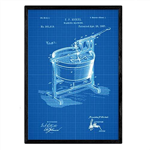 Poster con patente de Lavadora. Lámina con diseño de patente antigua-Artwork-Nacnic-Nacnic Estudio SL