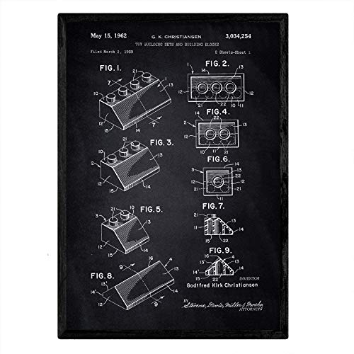 Poster con patente de Lego. Lámina con diseño de patente antigua-Artwork-Nacnic-Nacnic Estudio SL