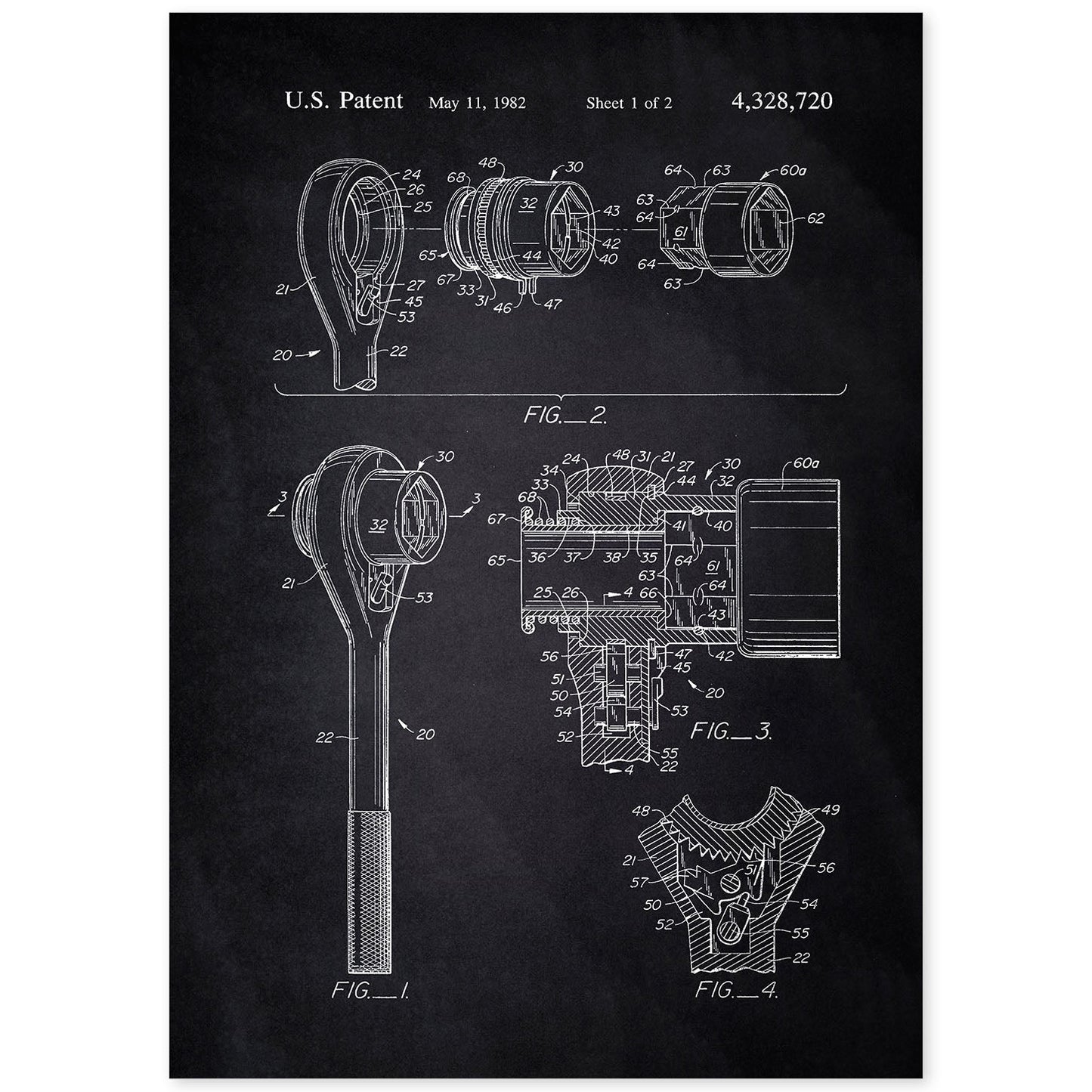 Poster con patente de Llave allen. Lámina con diseño de patente antigua-Artwork-Nacnic-A4-Sin marco-Nacnic Estudio SL
