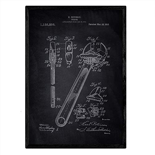 Poster con patente de Llave inglesa 2. Lámina con diseño de patente antigua-Artwork-Nacnic-Nacnic Estudio SL