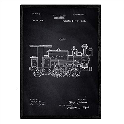 Poster con patente de Locomotora 2. Lámina con diseño de patente antigua-Artwork-Nacnic-Nacnic Estudio SL
