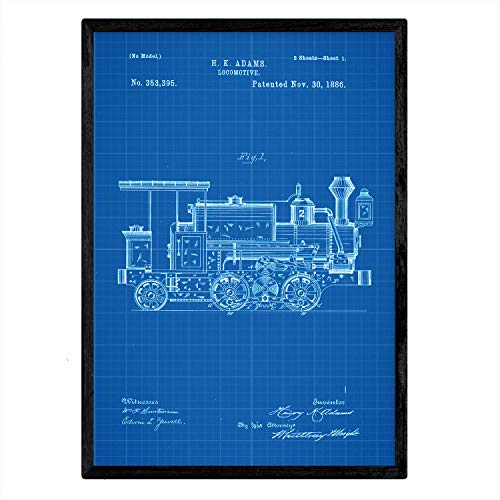 Poster con patente de Locomotora 2. Lámina con diseño de patente antigua-Artwork-Nacnic-Nacnic Estudio SL