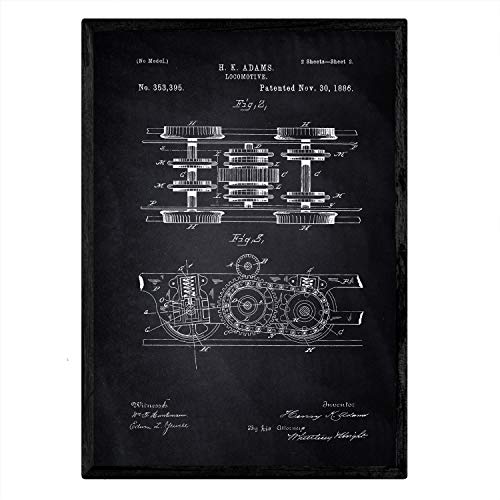 Poster con patente de Locomotora 3. Lámina con diseño de patente antigua-Artwork-Nacnic-Nacnic Estudio SL