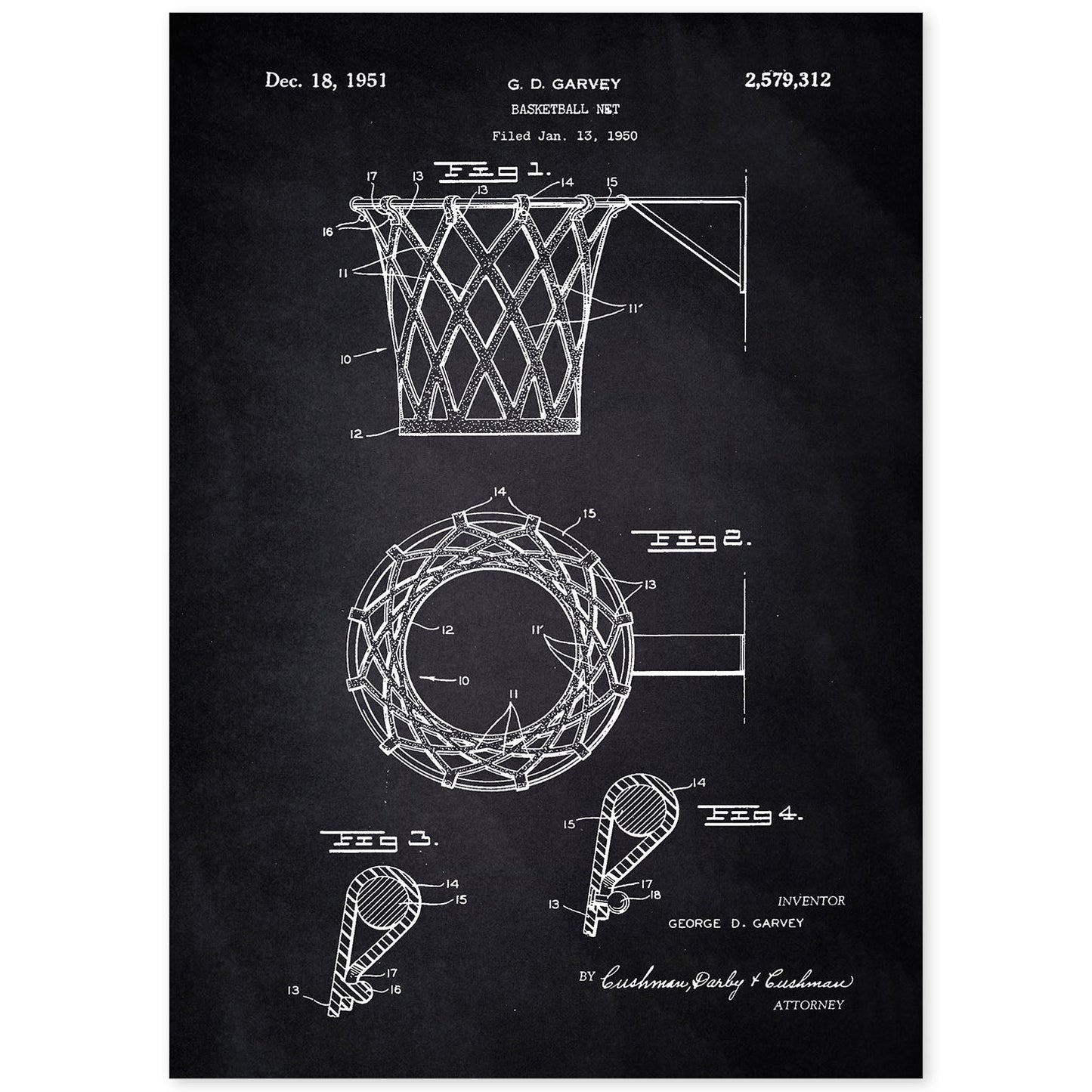 Poster con patente de Malla de canasta. Lámina con diseño de patente antigua-Artwork-Nacnic-A4-Sin marco-Nacnic Estudio SL
