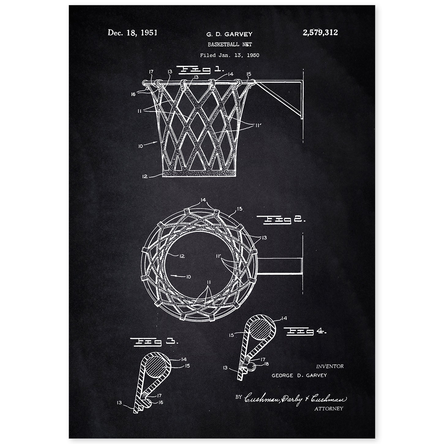 Poster con patente de Malla de canasta. Lámina con diseño de patente antigua-Artwork-Nacnic-A4-Sin marco-Nacnic Estudio SL