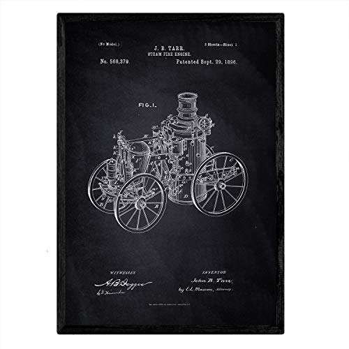Poster con patente de Maquina a vapor. Lámina con diseño de patente antigua-Artwork-Nacnic-Nacnic Estudio SL