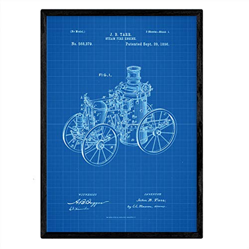 Poster con patente de Maquina a vapor. Lámina con diseño de patente antigua-Artwork-Nacnic-Nacnic Estudio SL