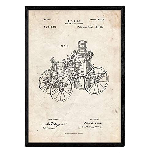 Poster con patente de Maquina a vapor. Lámina con diseño de patente antigua.-Artwork-Nacnic-Nacnic Estudio SL