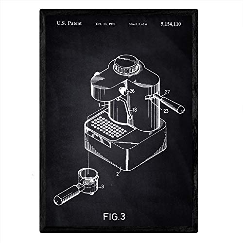 Poster con patente de Maquina de cafe pequeña. Lámina con diseño de patente antigua-Artwork-Nacnic-Nacnic Estudio SL