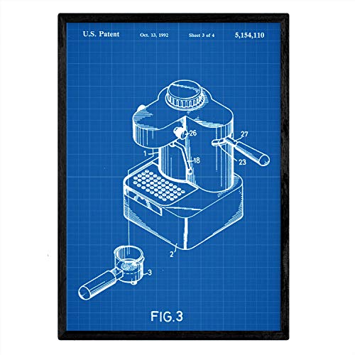 Poster con patente de Maquina de cafe pequeña. Lámina con diseño de patente antigua-Artwork-Nacnic-Nacnic Estudio SL