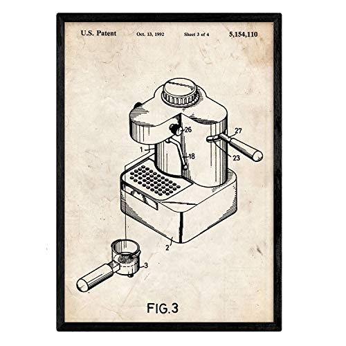 Poster con patente de Maquina de cafe pequeña. Lámina con diseño de patente antigua.-Artwork-Nacnic-Nacnic Estudio SL