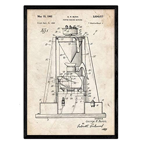 Poster con patente de Maquina de cafe. Lámina con diseño de patente antigua.-Artwork-Nacnic-Nacnic Estudio SL