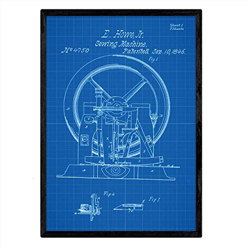 Poster con patente de Maquina de coser 2. Lámina con diseño de patente antigua-Artwork-Nacnic-Nacnic Estudio SL