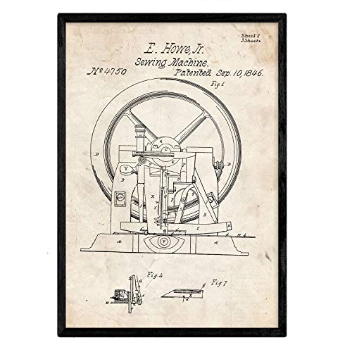 Poster con patente de Maquina de coser 2. Lámina con diseño de patente antigua.-Artwork-Nacnic-Nacnic Estudio SL