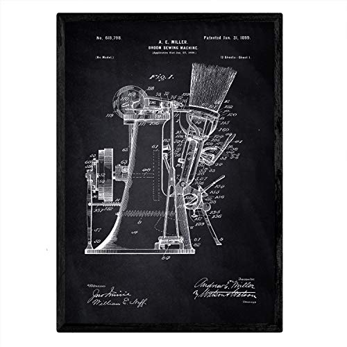 Poster con patente de Maquina de coser escobas. Lámina con diseño de patente antigua-Artwork-Nacnic-Nacnic Estudio SL