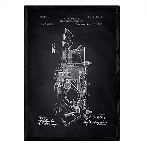 Poster con patente de Maquina de escribir 2. Lámina con diseño de patente antigua-Artwork-Nacnic-Nacnic Estudio SL