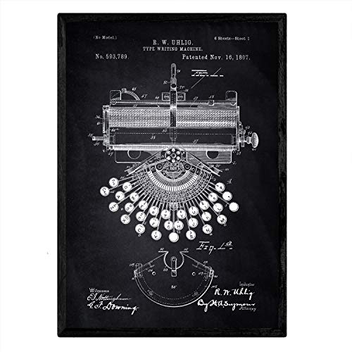 Poster con patente de Maquina de escribir. Lámina con diseño de patente antigua-Artwork-Nacnic-Nacnic Estudio SL