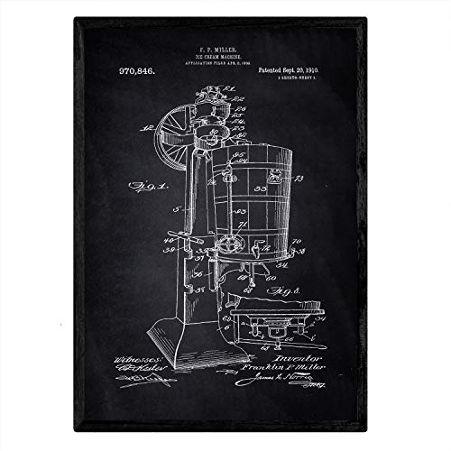 Poster con patente de Maquina de helados. Lámina con diseño de patente antigua-Artwork-Nacnic-Nacnic Estudio SL