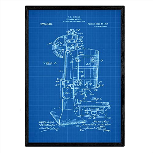 Poster con patente de Maquina de helados. Lámina con diseño de patente antigua-Artwork-Nacnic-Nacnic Estudio SL