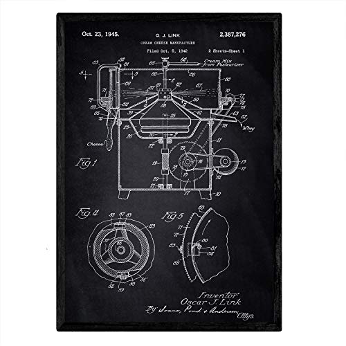 Poster con patente de Maquina para crema de queso. Lámina con diseño de patente antigua-Artwork-Nacnic-Nacnic Estudio SL