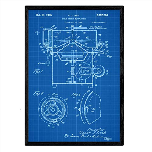 Poster con patente de Maquina para crema de queso. Lámina con diseño de patente antigua-Artwork-Nacnic-Nacnic Estudio SL