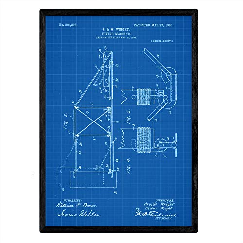 Poster con patente de Maquina voladora 3. Lámina con diseño de patente antigua-Artwork-Nacnic-Nacnic Estudio SL