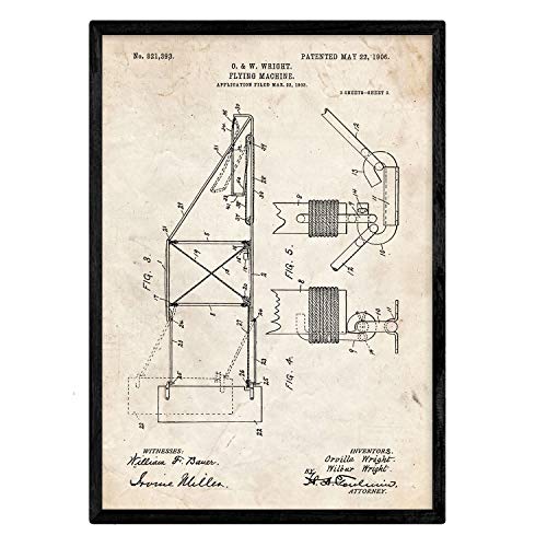 Poster con patente de Maquina voladora 3. Lámina con diseño de patente antigua.-Artwork-Nacnic-Nacnic Estudio SL