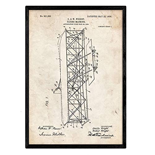 Poster con patente de Maquina voladora 4. Lámina con diseño de patente antigua.-Artwork-Nacnic-Nacnic Estudio SL