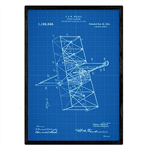 Poster con patente de Maquina voladora. Lámina con diseño de patente antigua-Artwork-Nacnic-Nacnic Estudio SL