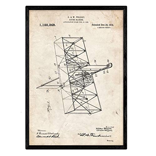Poster con patente de Maquina voladora. Lámina con diseño de patente antigua.-Artwork-Nacnic-Nacnic Estudio SL
