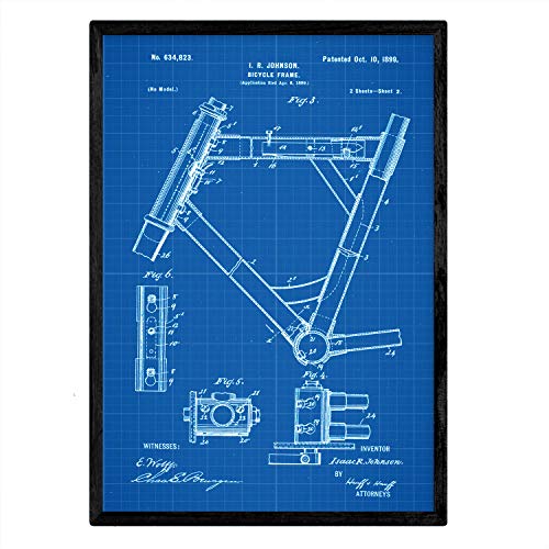 Poster con patente de Marco de bicicleta 2. Lámina con diseño de patente antigua-Artwork-Nacnic-Nacnic Estudio SL