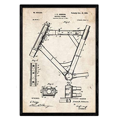 Poster con patente de Marco de bicicleta 2. Lámina con diseño de patente antigua.-Artwork-Nacnic-Nacnic Estudio SL