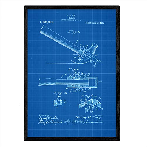 Poster con patente de Martillo 2. Lámina con diseño de patente antigua-Artwork-Nacnic-Nacnic Estudio SL