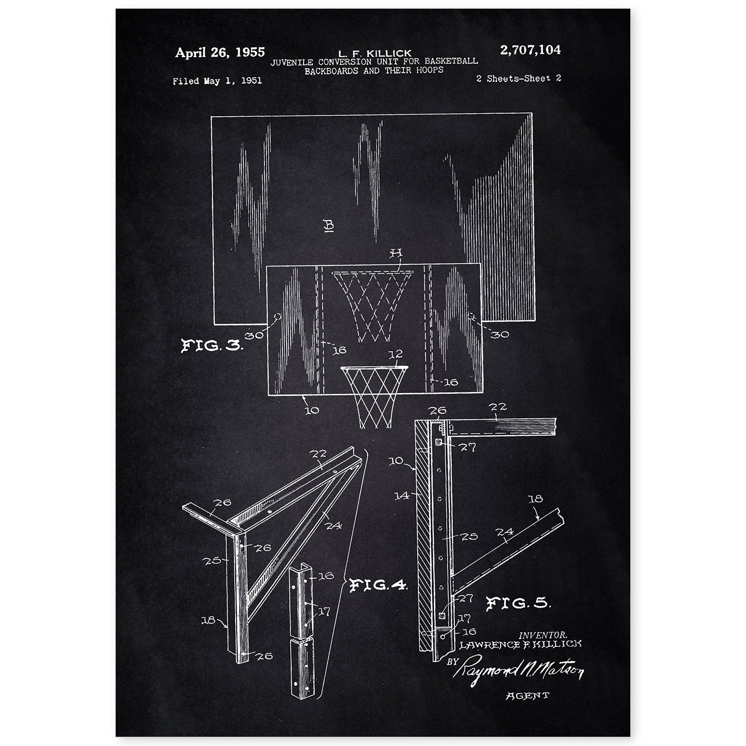 Poster con patente de Mecanismo canasta. Lámina con diseño de patente antigua-Artwork-Nacnic-A4-Sin marco-Nacnic Estudio SL
