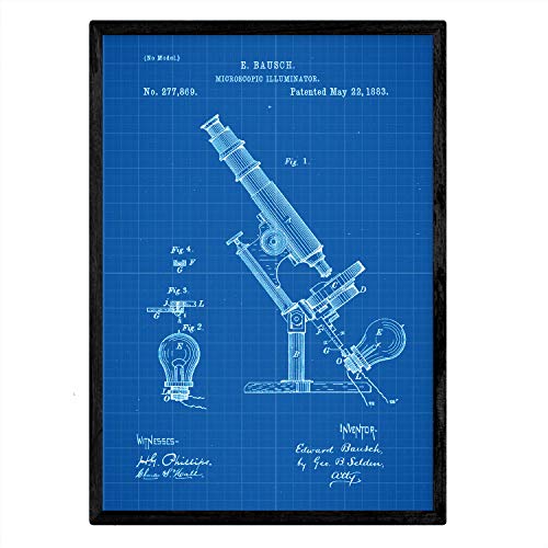Poster con patente de Microscopio con luz. Lámina con diseño de patente antigua-Artwork-Nacnic-Nacnic Estudio SL