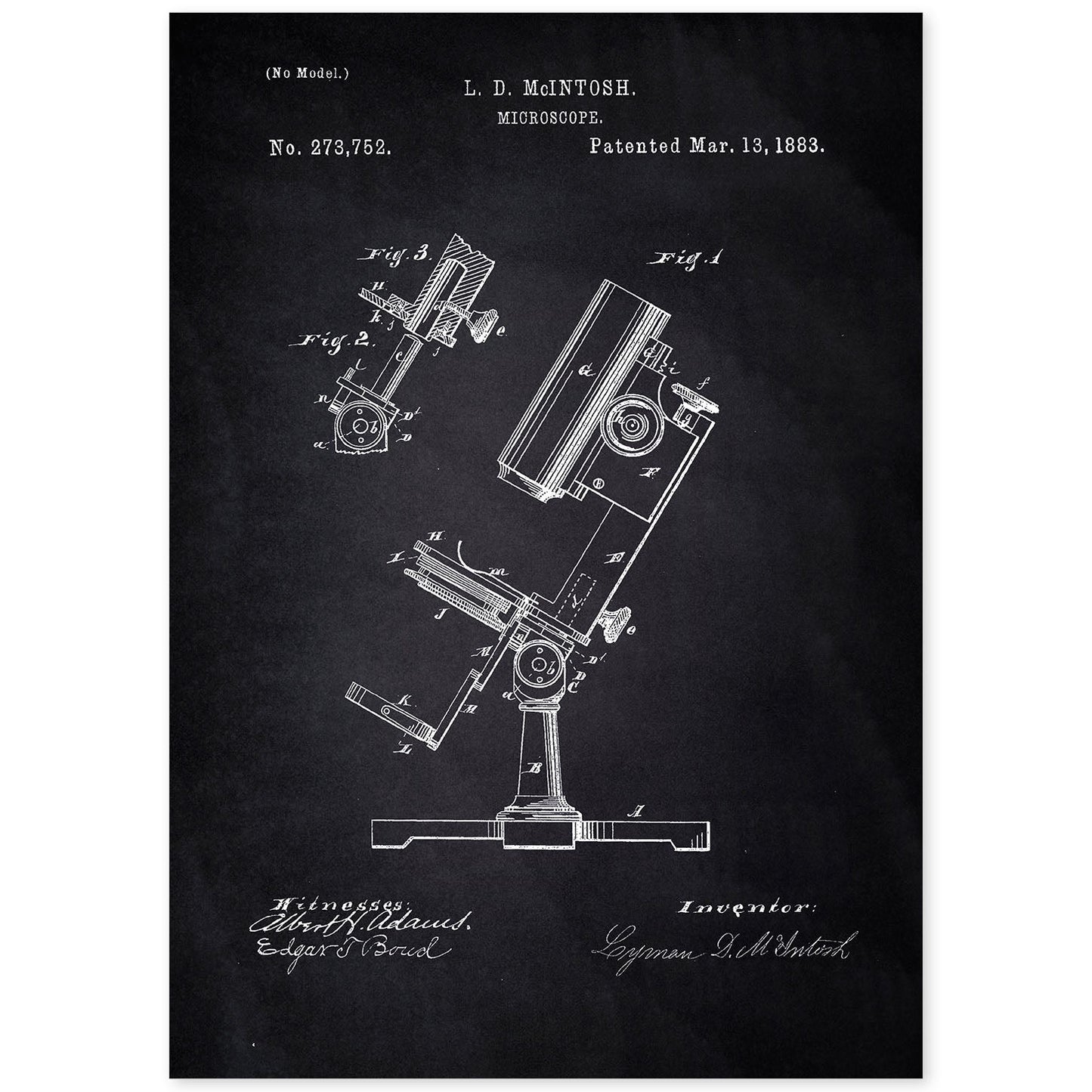 Poster con patente de Microscopio. Lámina con diseño de patente antigua-Artwork-Nacnic-A4-Sin marco-Nacnic Estudio SL