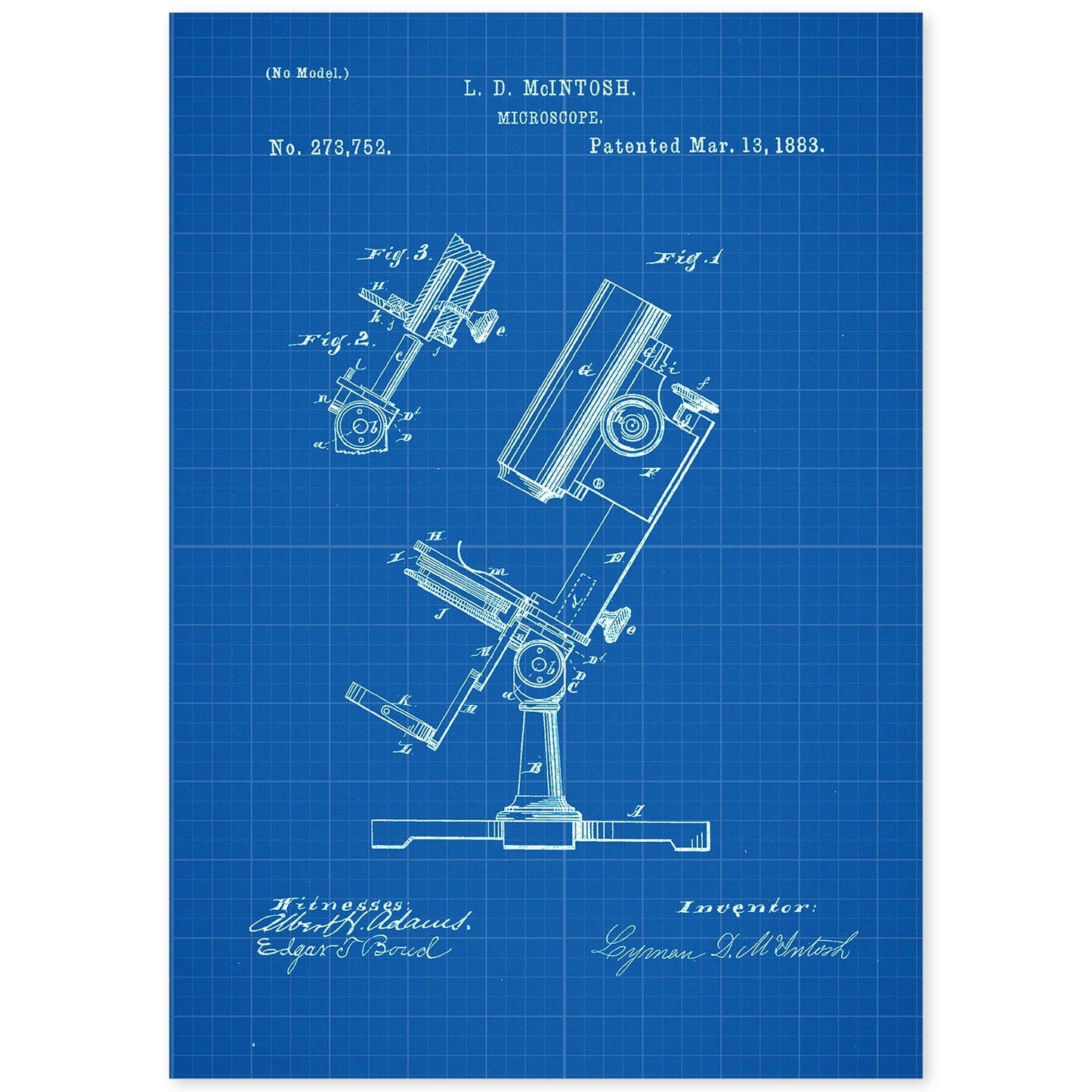 Poster con patente de Microscopio. Lámina con diseño de patente antigua-Artwork-Nacnic-A4-Sin marco-Nacnic Estudio SL