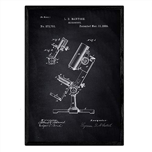 Poster con patente de Microscopio. Lámina con diseño de patente antigua-Artwork-Nacnic-Nacnic Estudio SL