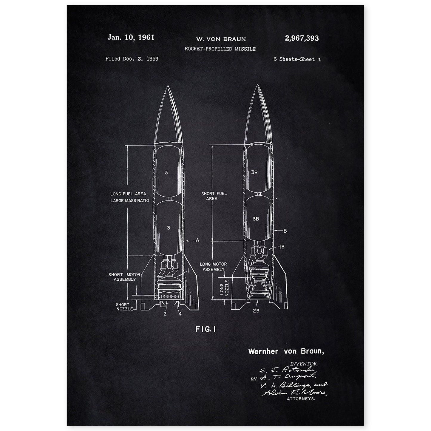 Poster con patente de Misil. Lámina con diseño de patente antigua-Artwork-Nacnic-A4-Sin marco-Nacnic Estudio SL