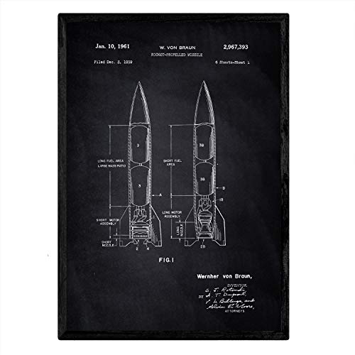 Poster con patente de Misil. Lámina con diseño de patente antigua-Artwork-Nacnic-Nacnic Estudio SL