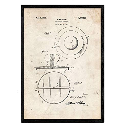 Poster con patente de Molde para tartas. Lámina con diseño de patente antigua.-Artwork-Nacnic-Nacnic Estudio SL