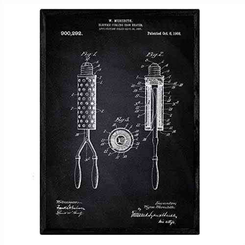 Poster con patente de Moldeador de pelo. Lámina con diseño de patente antigua-Artwork-Nacnic-Nacnic Estudio SL