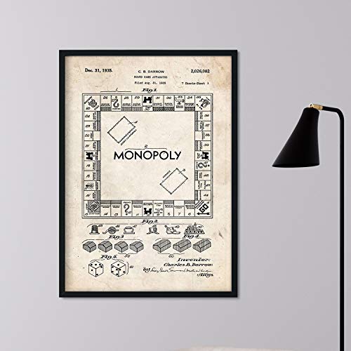 Poster con patente de Monopoly. Lámina con diseño de patente antigua.-Artwork-Nacnic-Nacnic Estudio SL